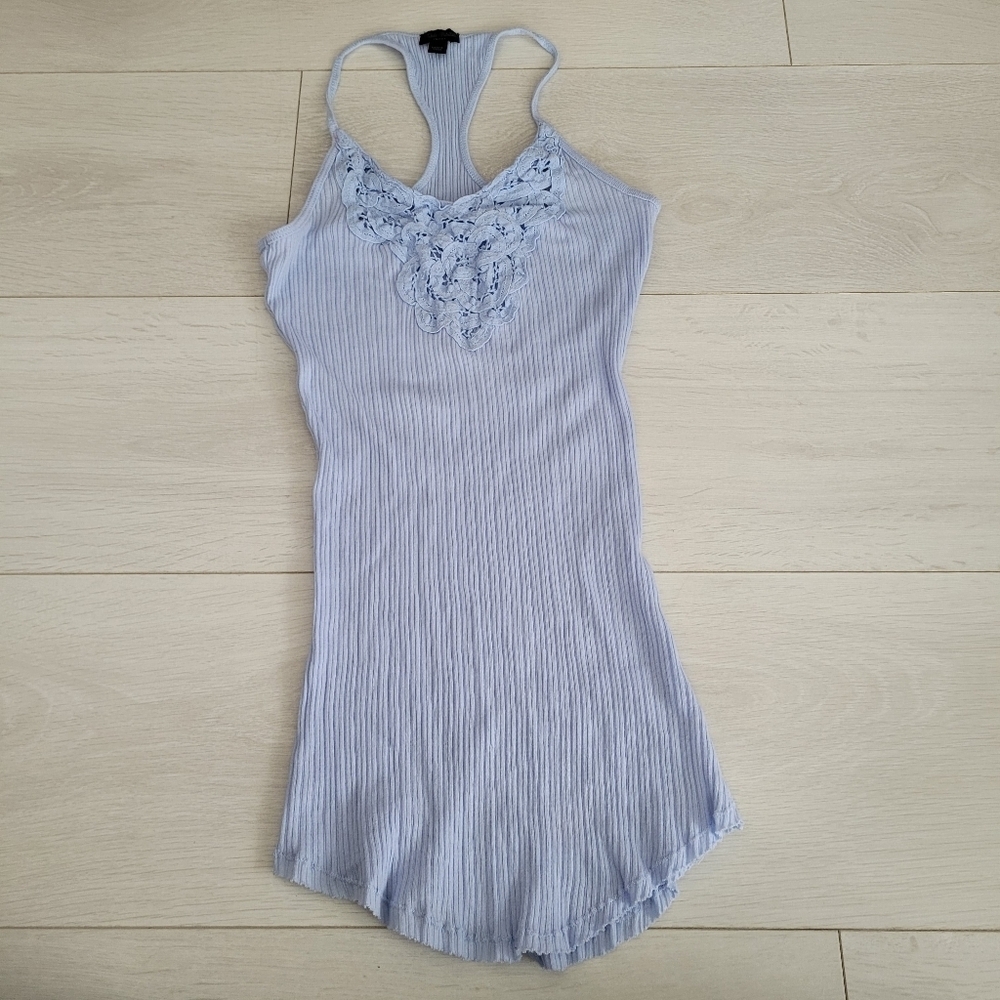 Aritzia Talula Ribbed Baby Blue Tank
